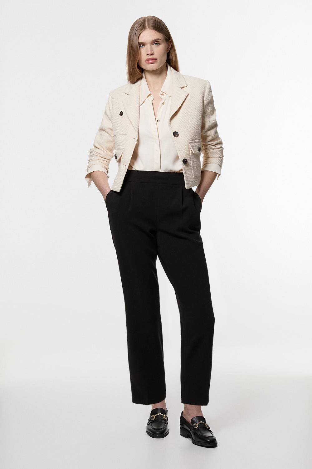 KarenMillen Pantalon Taille Haute Ajusté Jambe Slim Essential Stretch Compact Tall