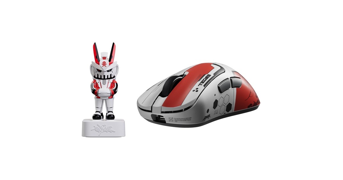Pulsar[Quiccs Edition] Xlite v4 Mini Gaming Mouse  (Wit/rood, 32,000 DPI, 8000 Hz)