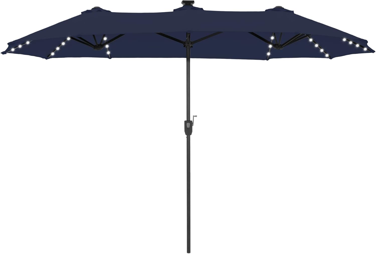 PHI VILLA Sonnenschirm Balkon Rechteckig Groß 380×200cm Balkonschirm Garten Gartenschirm mit LED Kurbel UV Schutz Parasol Windfest