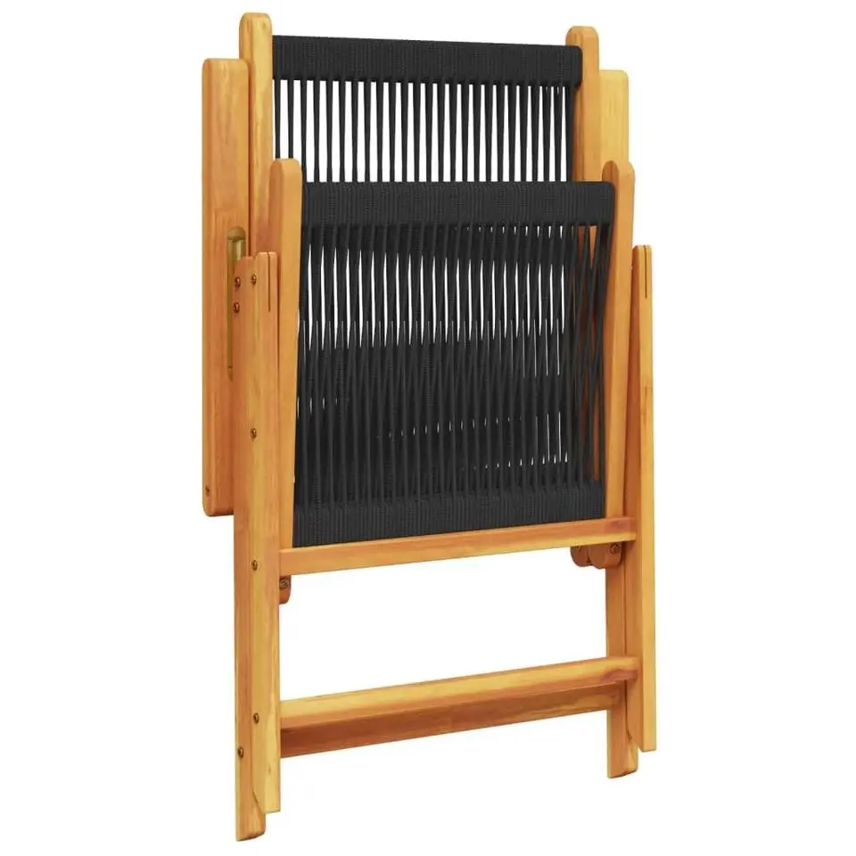 vidaXL- Tuinstoelen - Zwart - Massief acaciahout en polypropeen - 2 stuks