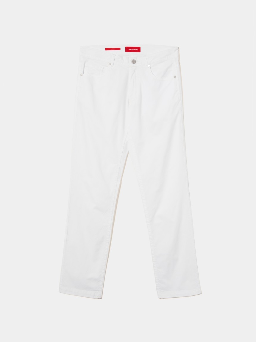Calças regular fit com cinco bolsos