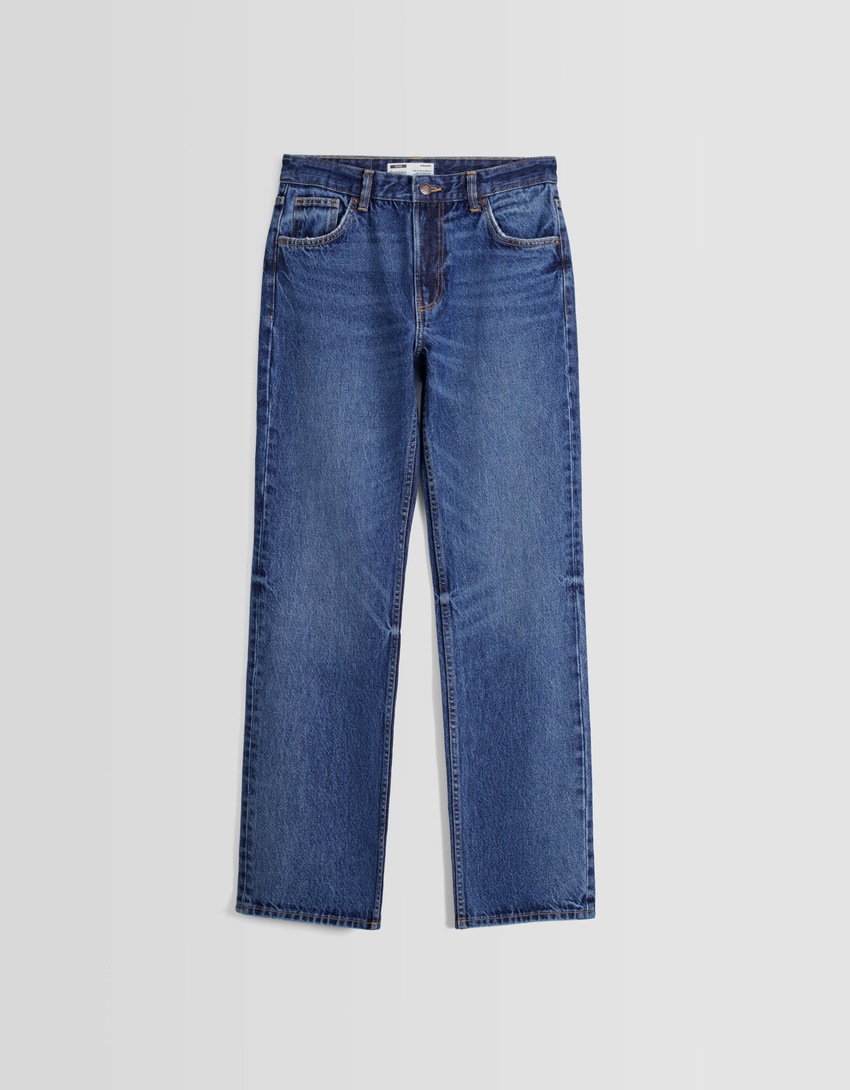 calça jeans de corte reto