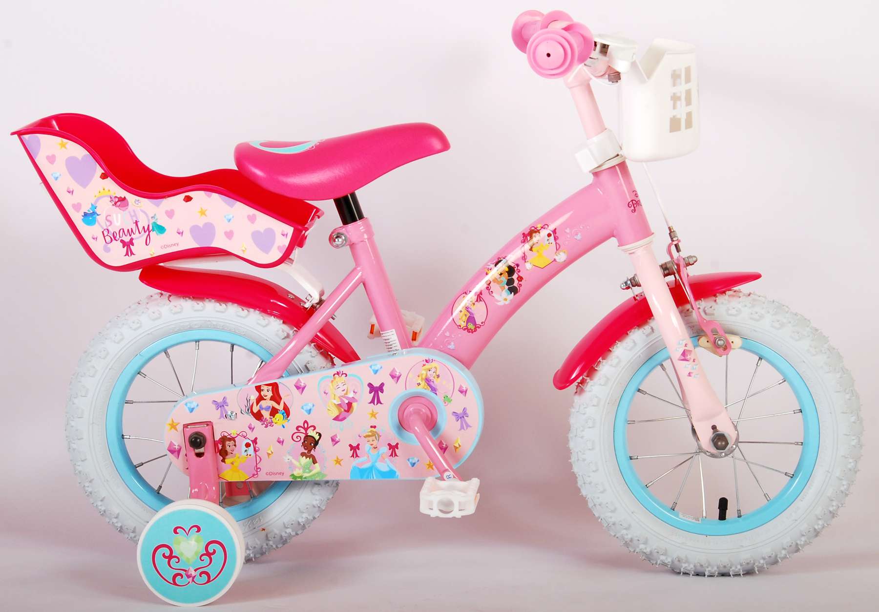 TPFSports Disney Princess Kinderfahrrad - Mädchen - 12 Zoll - 2 Handbremsen - Pink