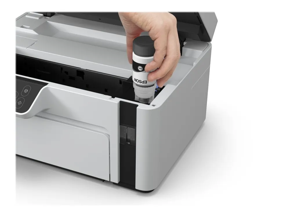 Epson EcoTank ET-M2120 - Multifunktionsprinter - S/H - blækprinter - A4/Legal (medie) - op til 15 spm (udskriver) - 150 ark - USB, Wi-Fi - hvid