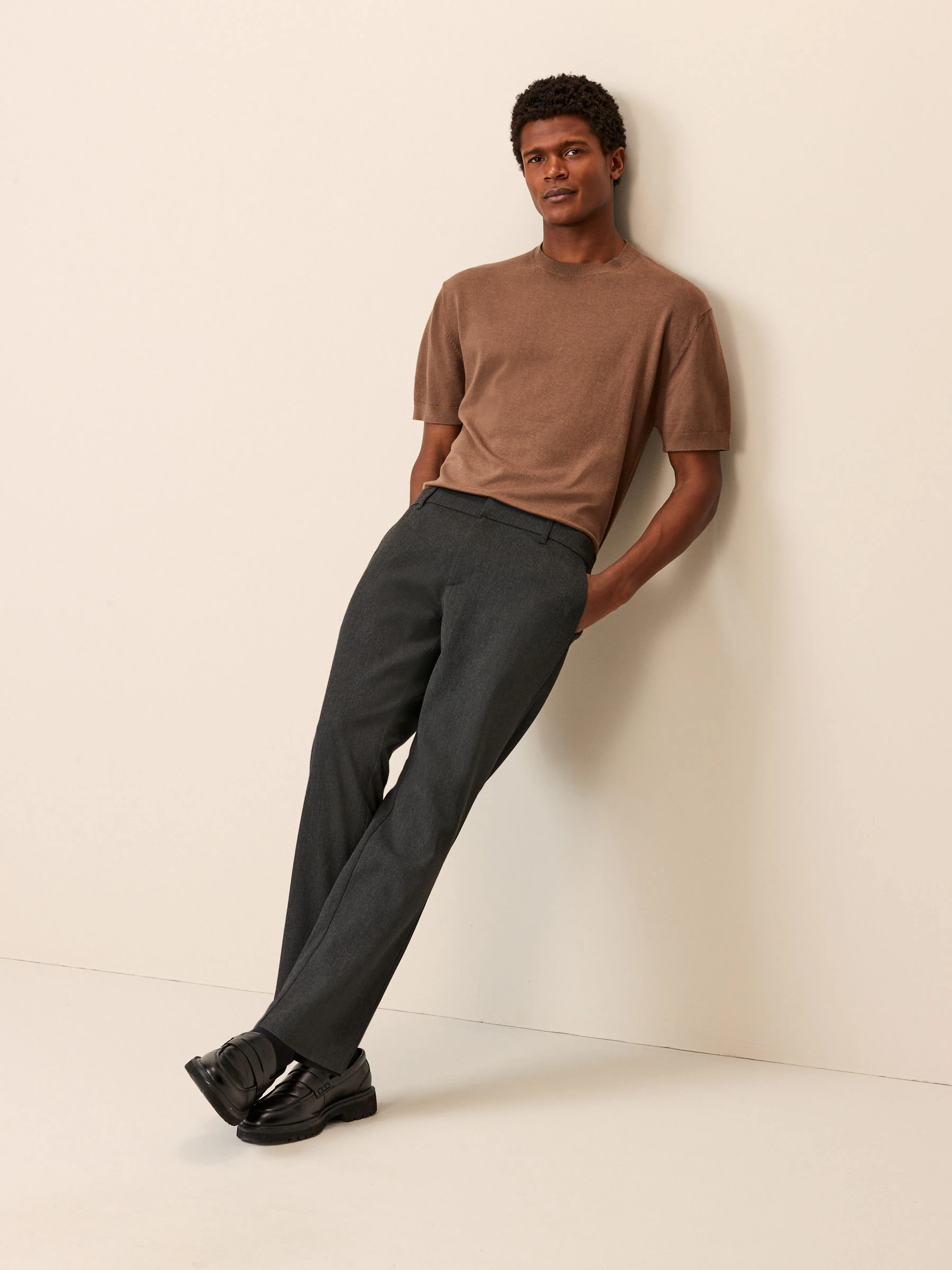 Grijs - Elasticated Waist Plain Front Smart Joggers