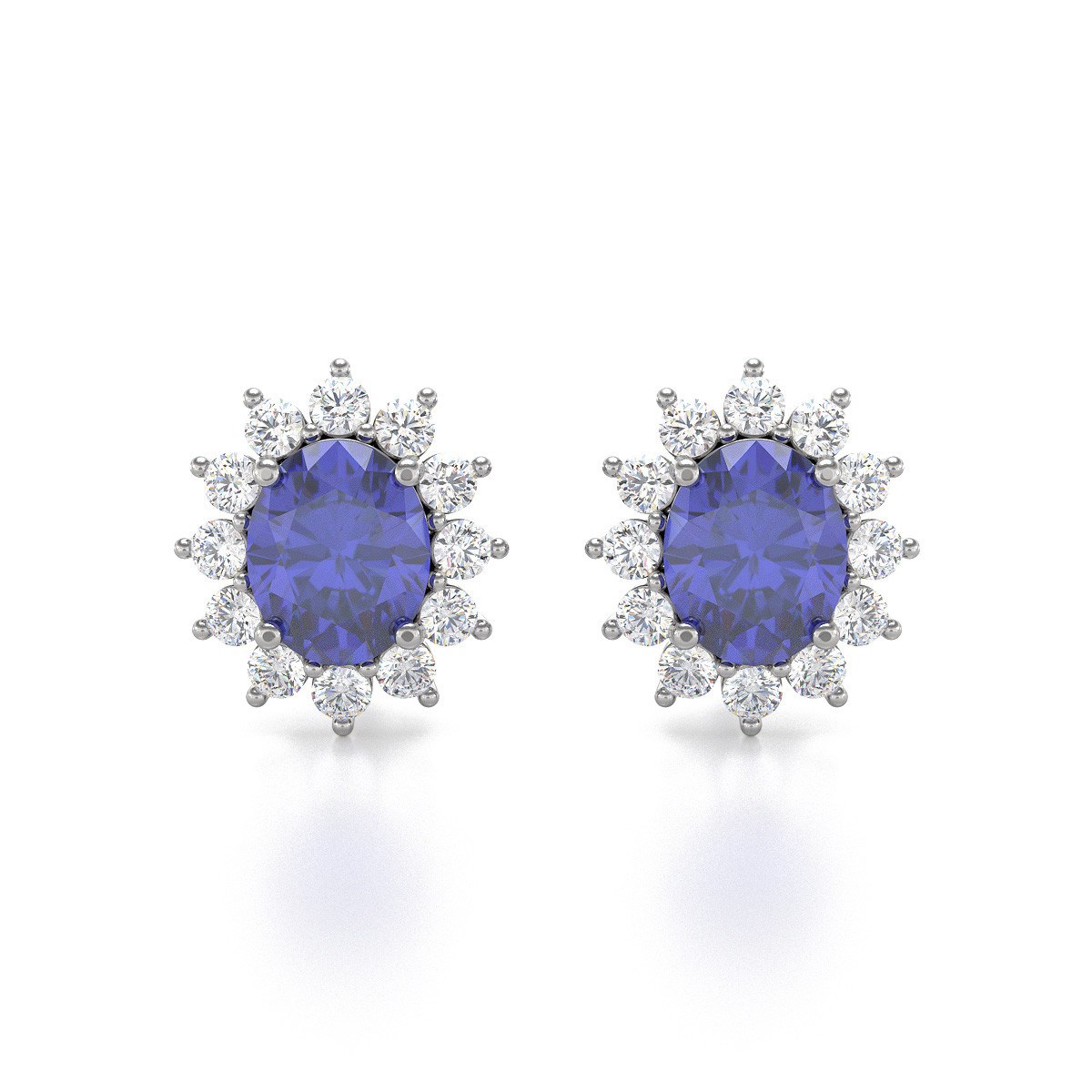 Boucles d'oreilles ADEN Tanzanite et Diamants sur Argent 925 1.25grs