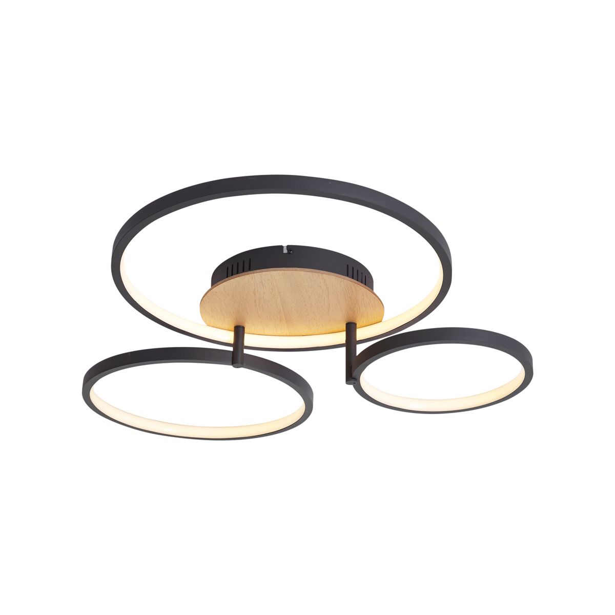 Moderne plafondlamp hout incl. LED 3-staps dimbaar 3-lichts - Rondas