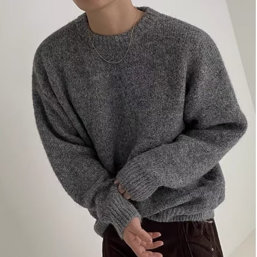 Capbrew - Effen oversized trui met ronde hals