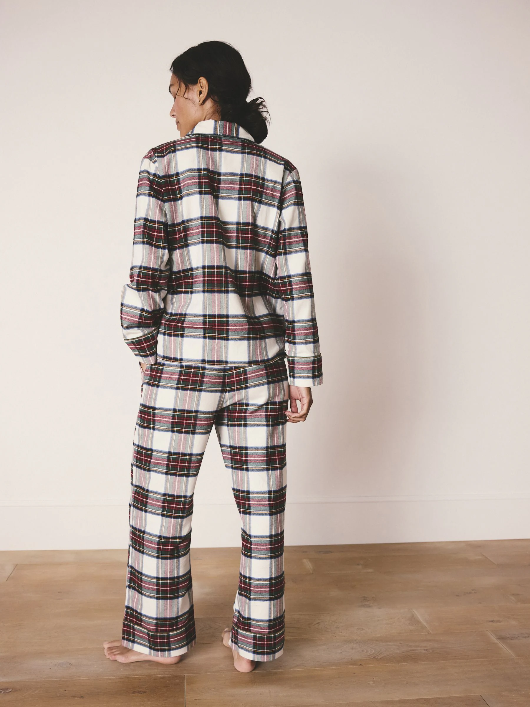 Rood/wit geruit - Bijpassende familie Kerstmis Knoopsluiting Pyjama's