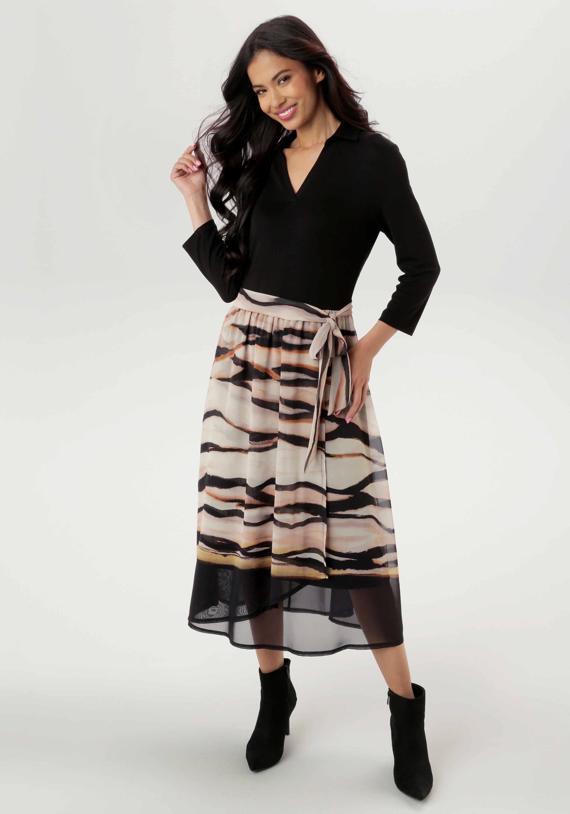 Aniston SELECTED Jerseykleid mit abnehmbaren Bindeband - NEUE KOLLEKTION