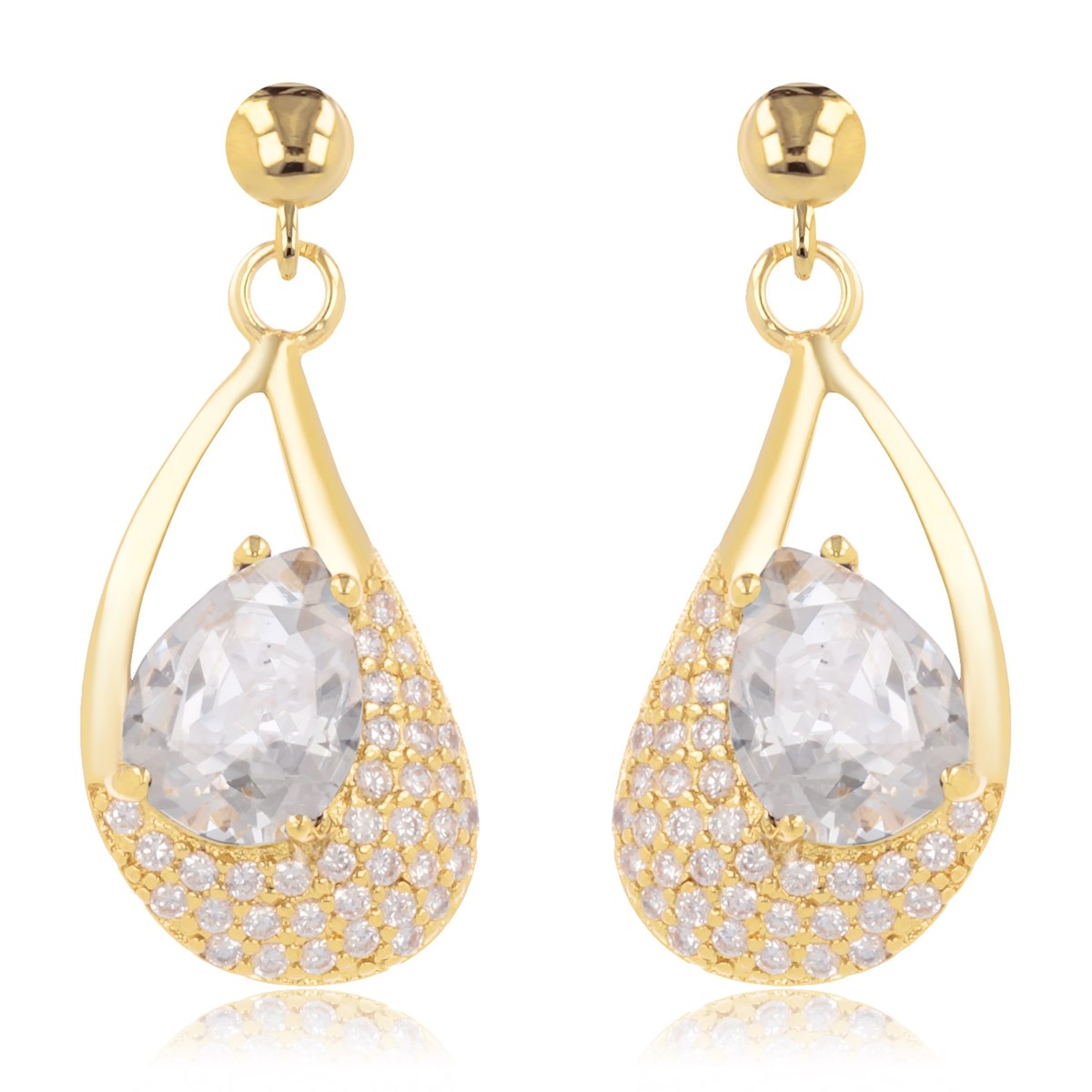Boucles d'oreilles plaqué or avec cubic zirconia