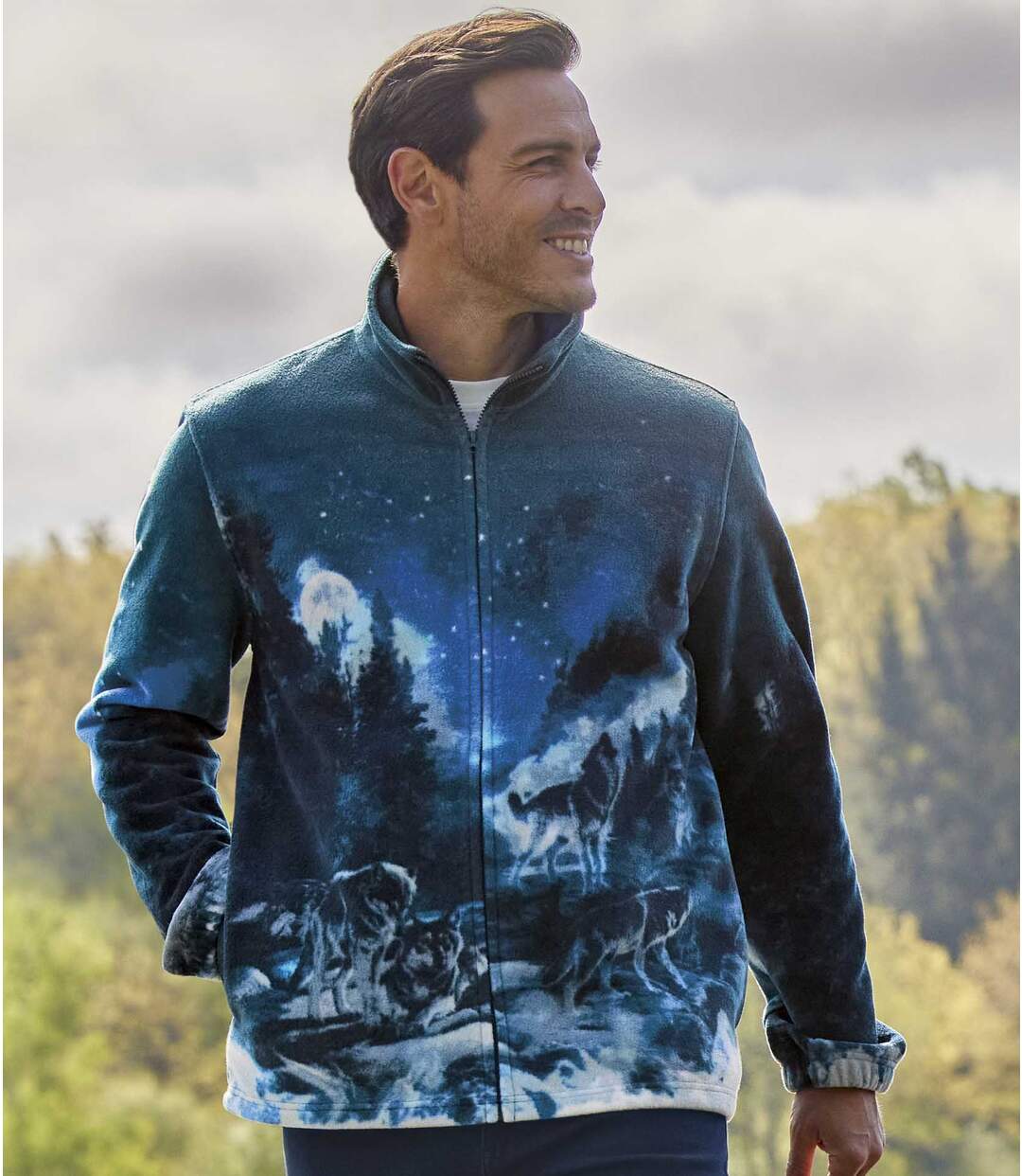 Blouson Polaire Imprimé Loup