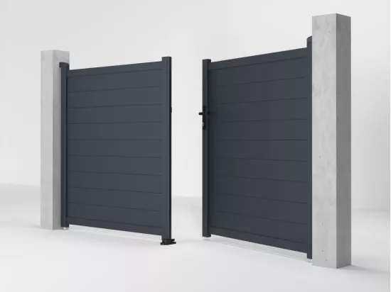 Portail électrique battant aluminium plein L305 x H166 cm anthracite - NAZARIO