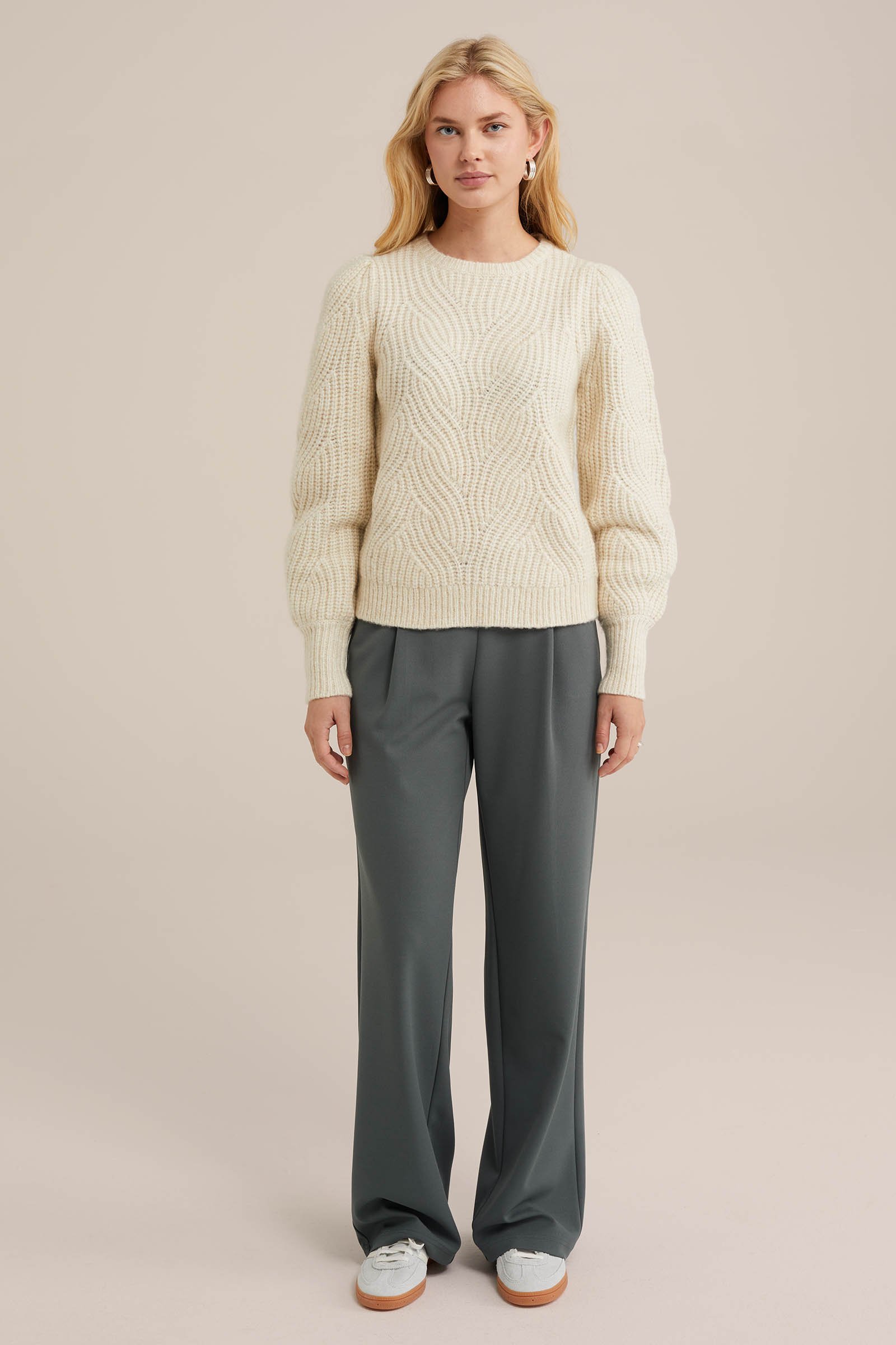 wolmix trui met structuur WE Fashion Wit