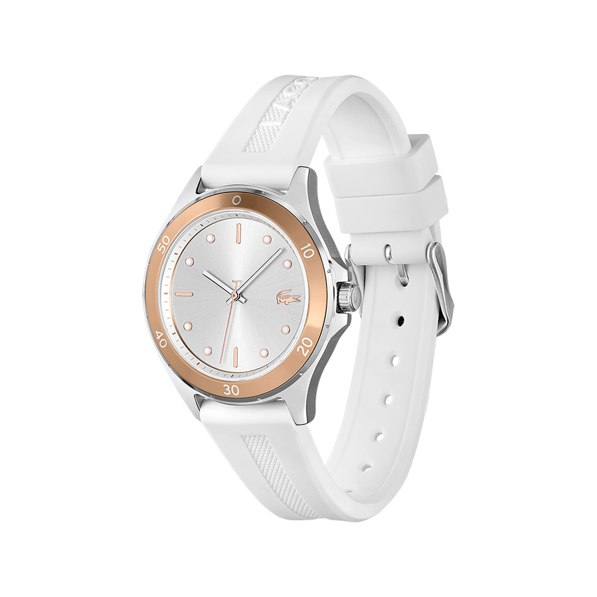 Montre Lacoste femme acier bracelet silicone blanc