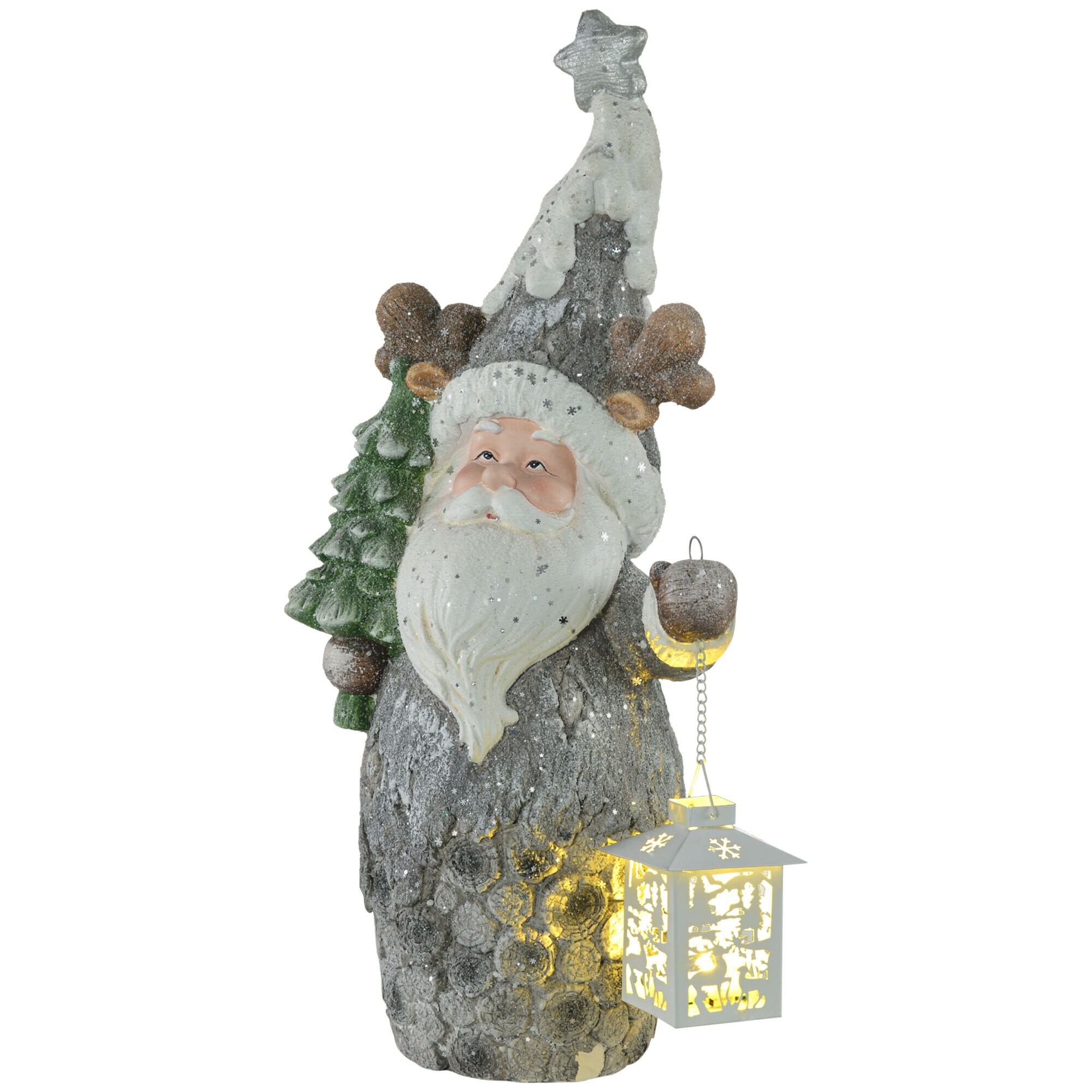HOMCOM Weihnachtsfigur Wichtel mit LED-Licht bunt 29L x 16B x 55H cm