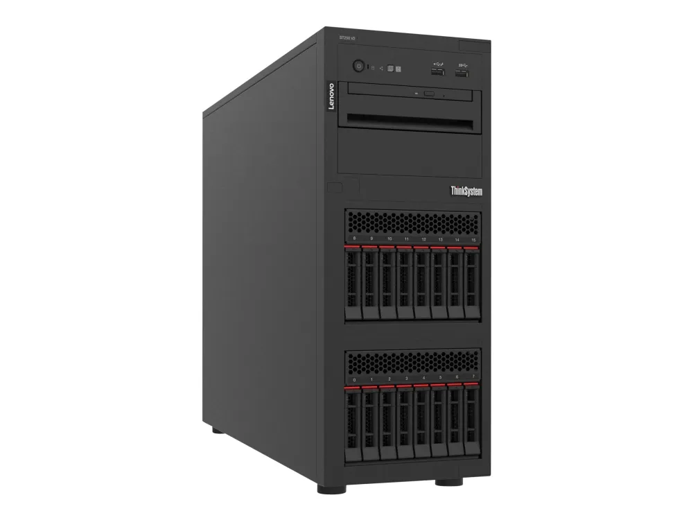 Lenovo ThinkSystem ST250 V2 7D8F - Server - tower 4U - envejs - 1 x Xeon E-2334 / op til 4.8 GHz - RAM 16 GB - SAS - hot-swap 2.5