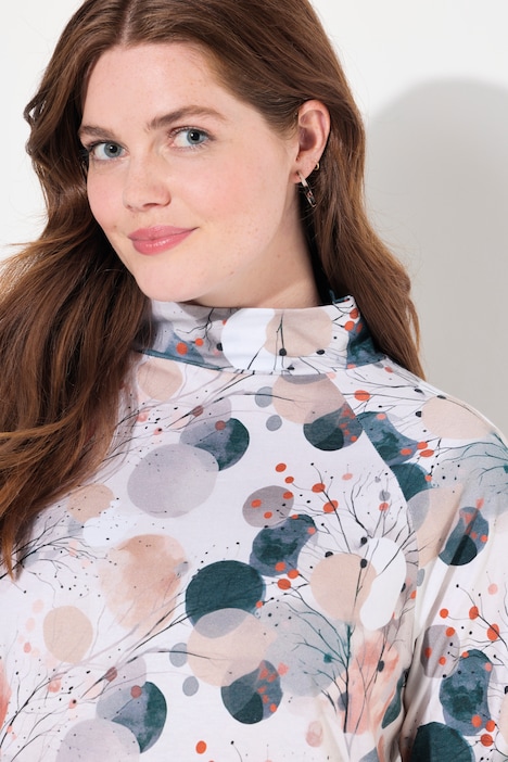 Longshirt, A-Linie, Stehkragen, Langarm, Biobaumwolle