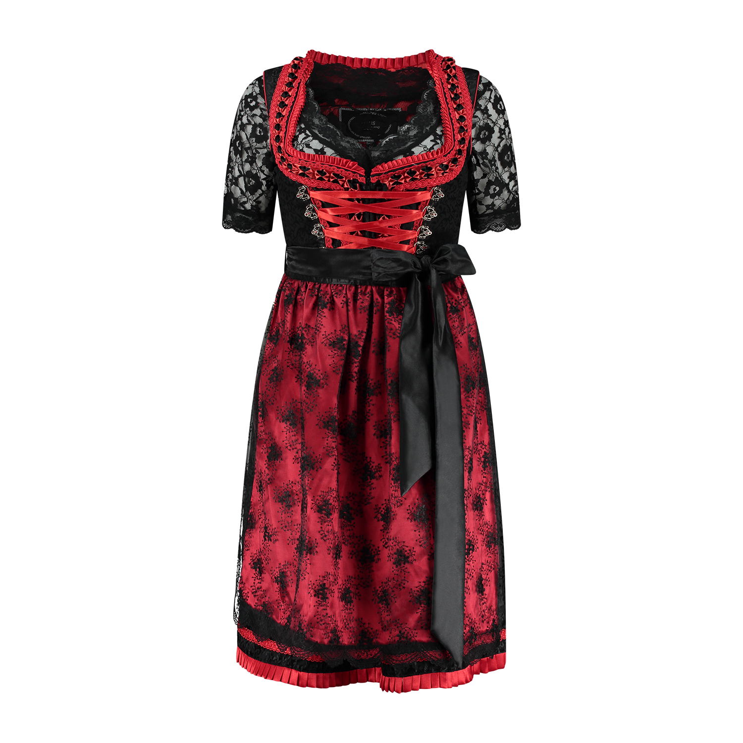 Zwart Rode Dirndl Jurk Oktoberfest Dames 2 Delig