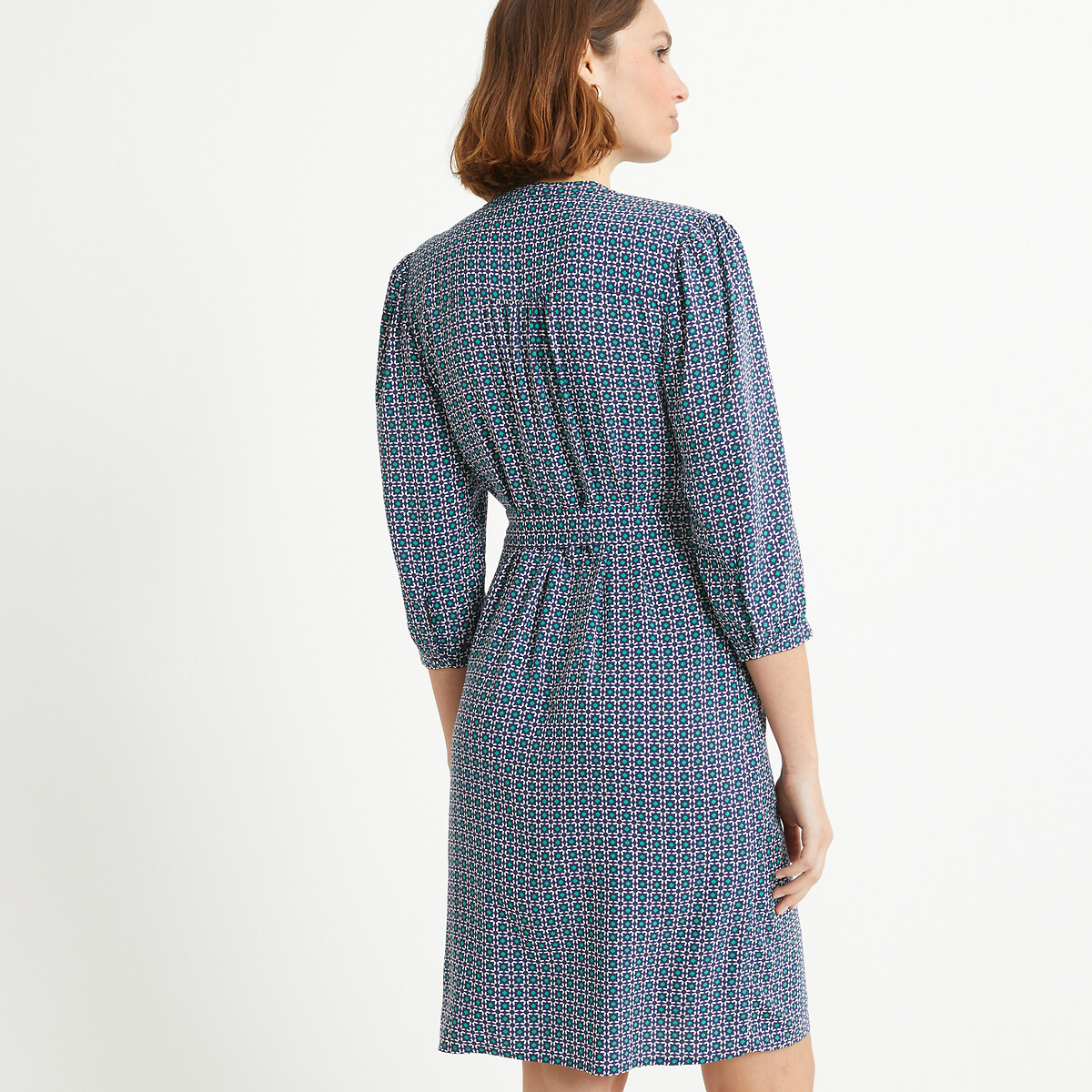 ANNE WEYBURN<br>Vestido reto com estampa geométrica, comprimento midi