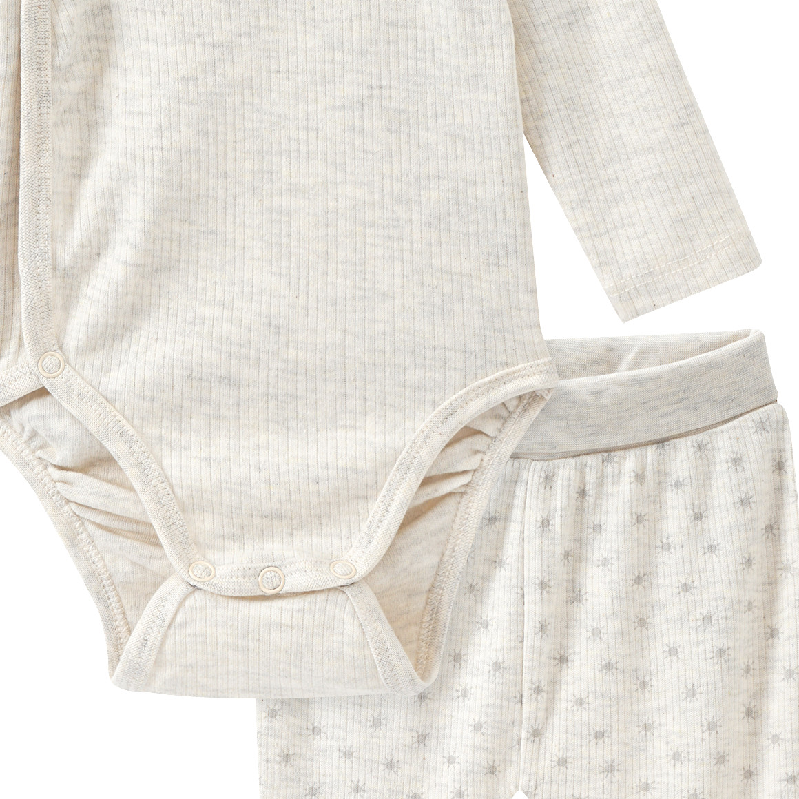 Topomini Baby Wickelbody und Leggings mit Fuß im Set hellbeige