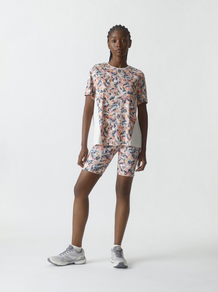 Camiseta esportiva estampada de manga curta - Branca/laranja