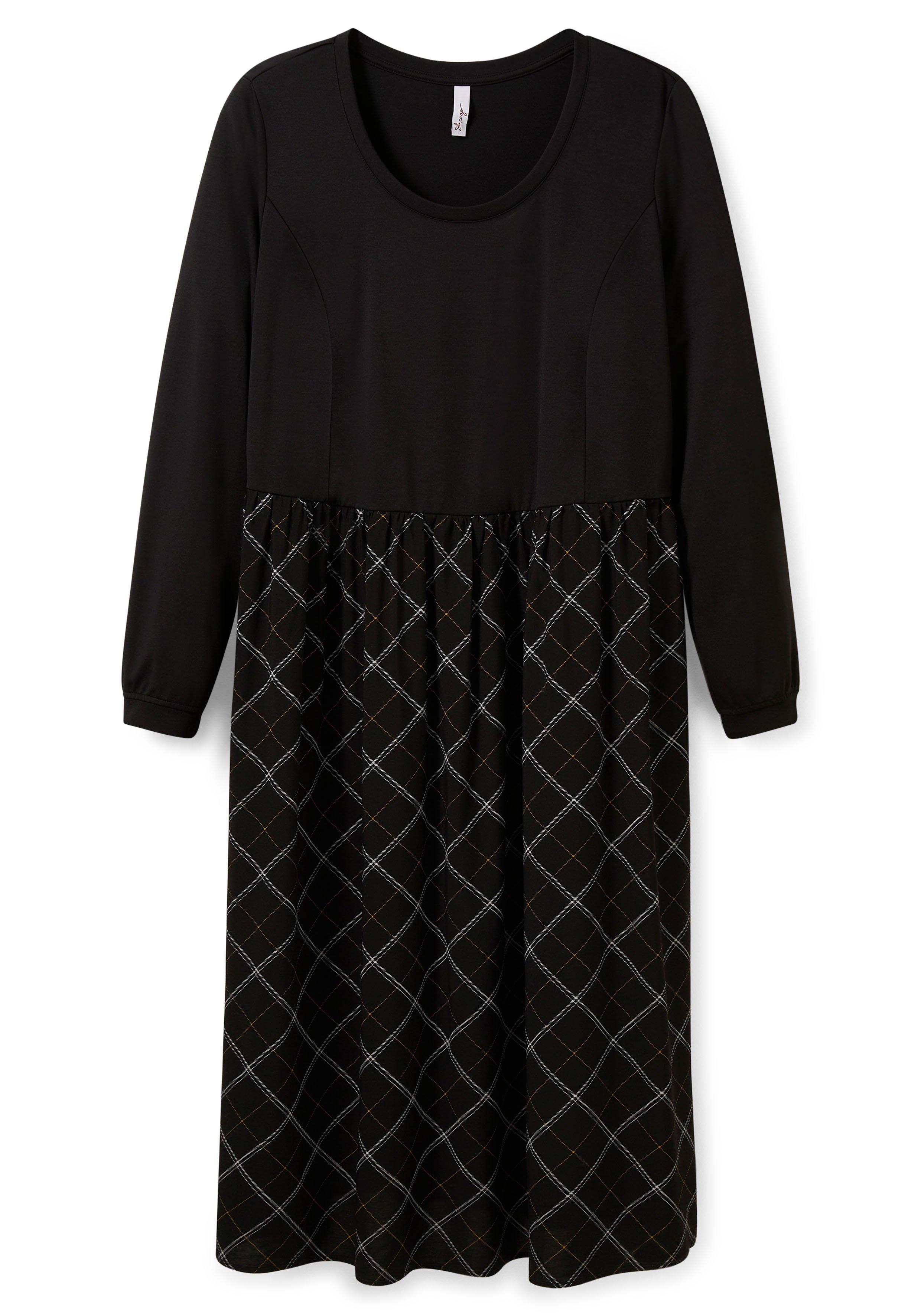 Shirtkleid im Material- und Mustermix