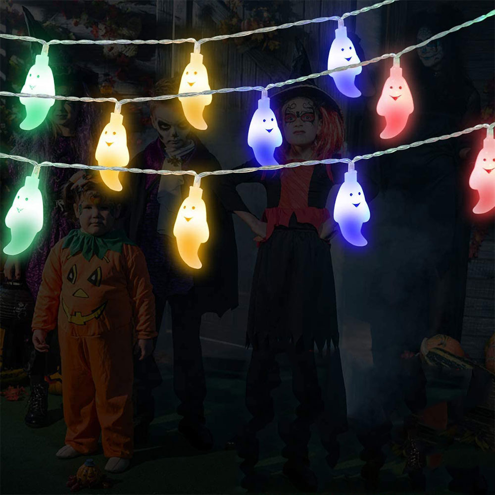 (3m) 30 LED's Halloween Party Deko Lichterkette Gespenst Geist Beleuchtung (Batteriebetrieben) - Bunt
