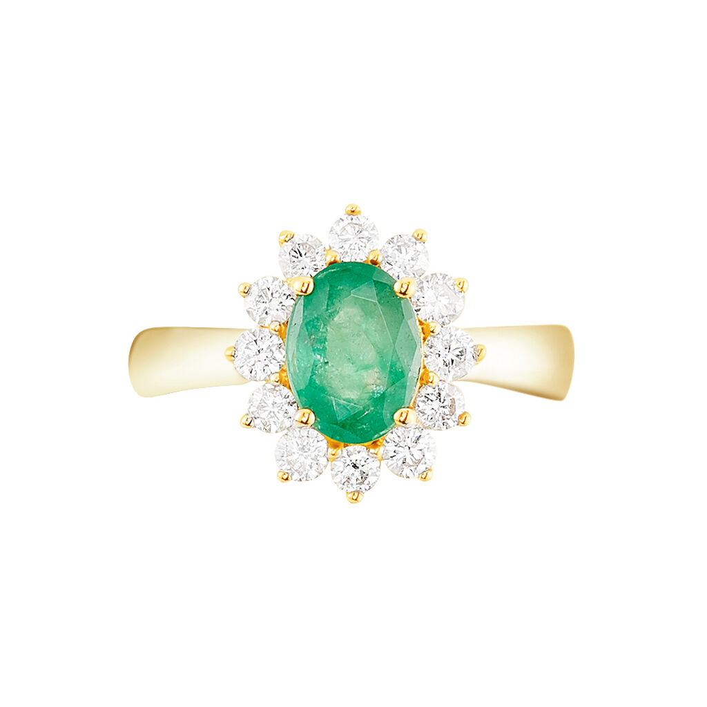 Bague Vladimir Or Jaune Emeraude Et Diamant