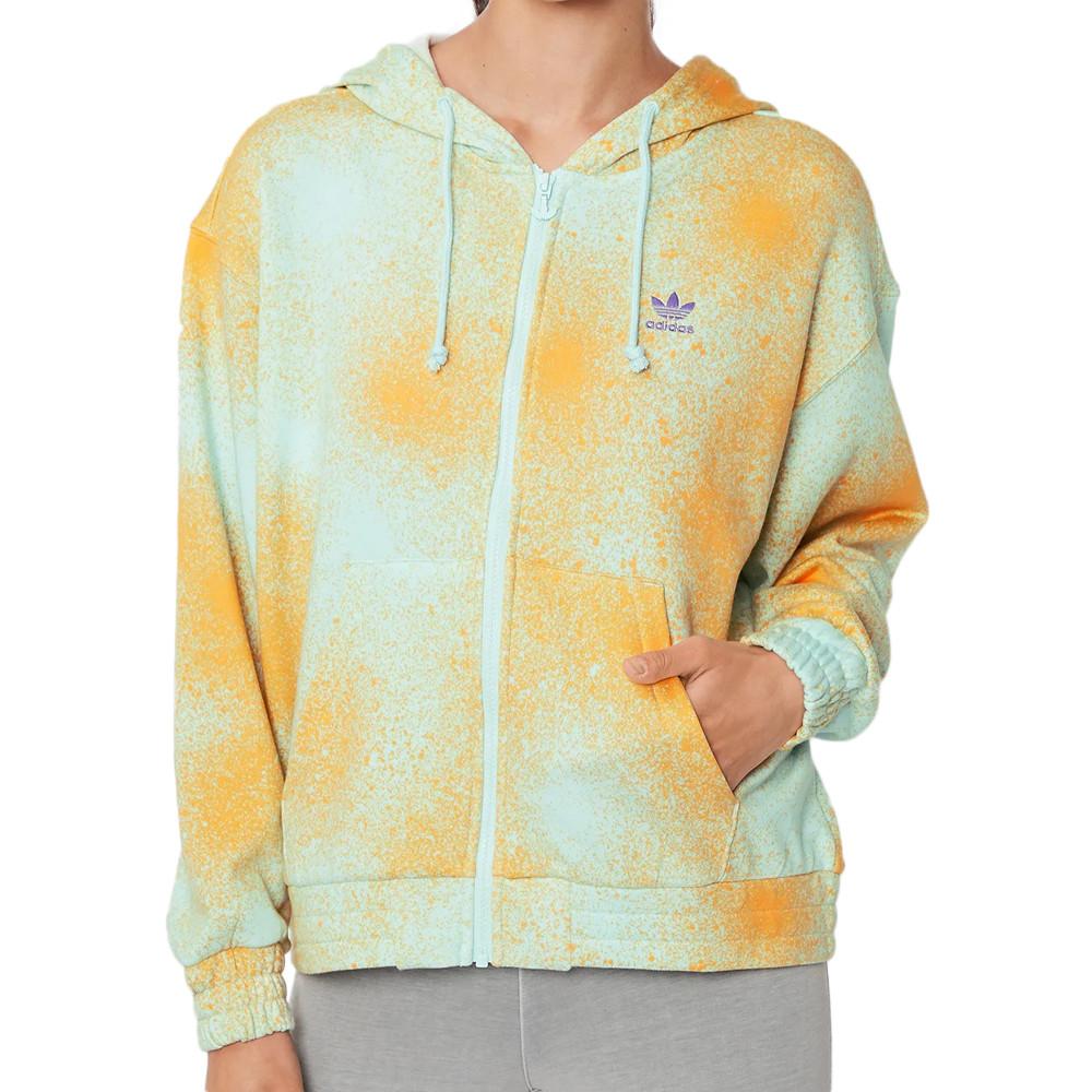 Adidas Sweat Zippé Bleu/Orange Femme Adidas Relaxed