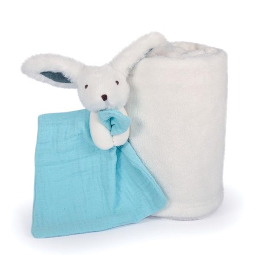 Plaid et Doudou Happy POP (Plaid blanc) - DOUDOU ET COMPAGNIE