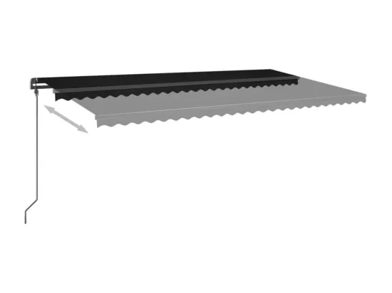 Auvent manuel rétractable avec poteaux 6x3 m Anthracite