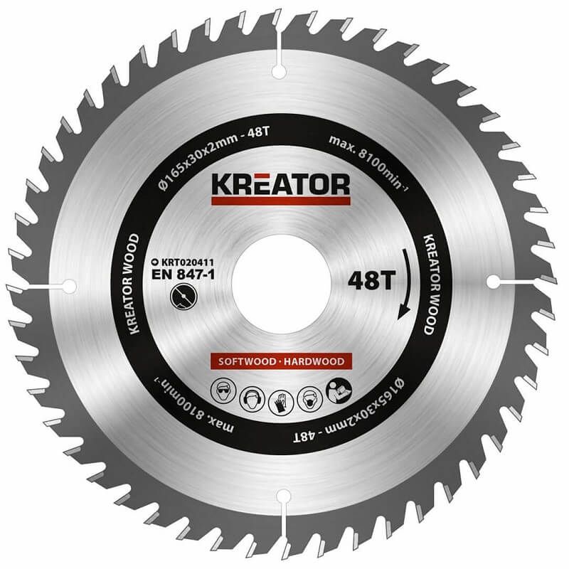 Kreator KRT020411 Cirkelzaagblad 165mm 48T - hout