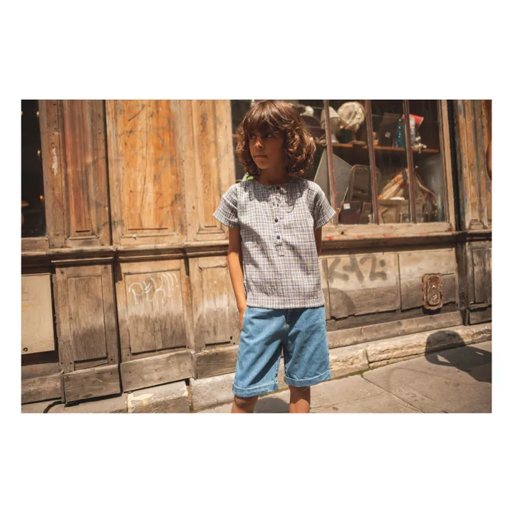 Louis Louise Kurta Saul Carreaux | Bleu