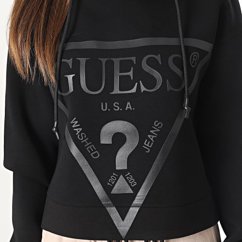 Sweat Capuche Crop Femme V2YQ08-K7UW2 Noir