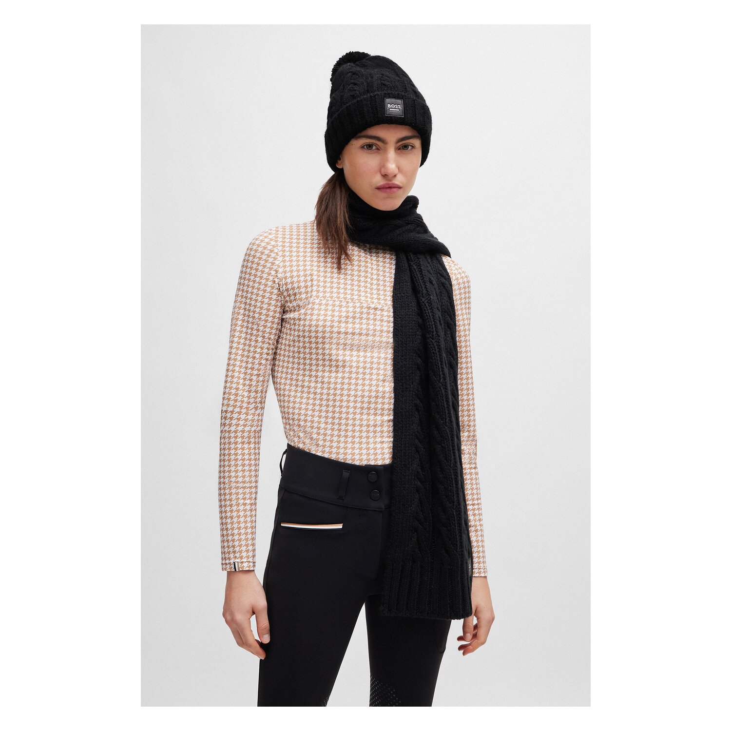 BOSS EQUESTRIAN Trainingsshirt Rachel Houndstooth  - camel