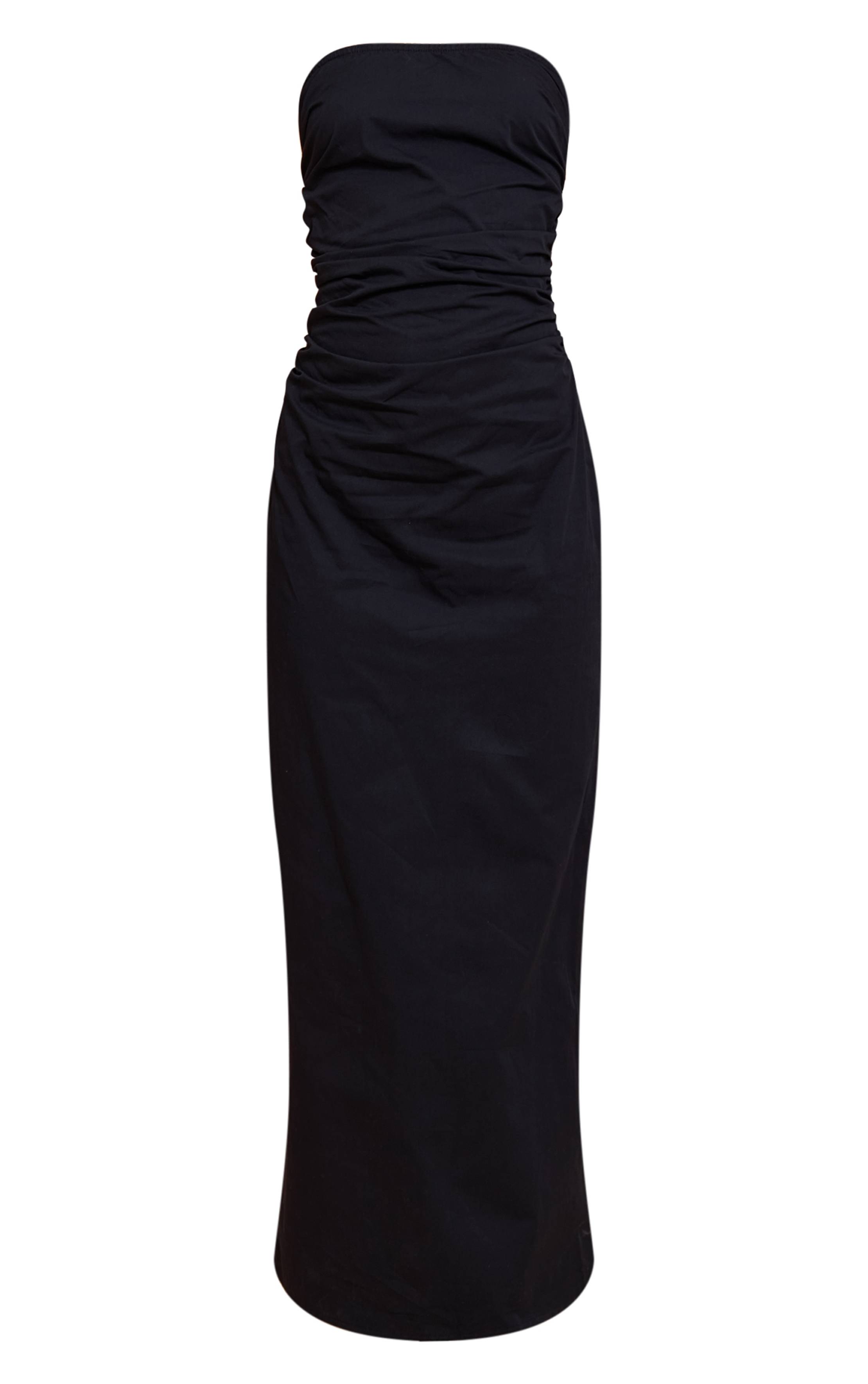 Noir Robe Mi-longue Bandeau Froncée