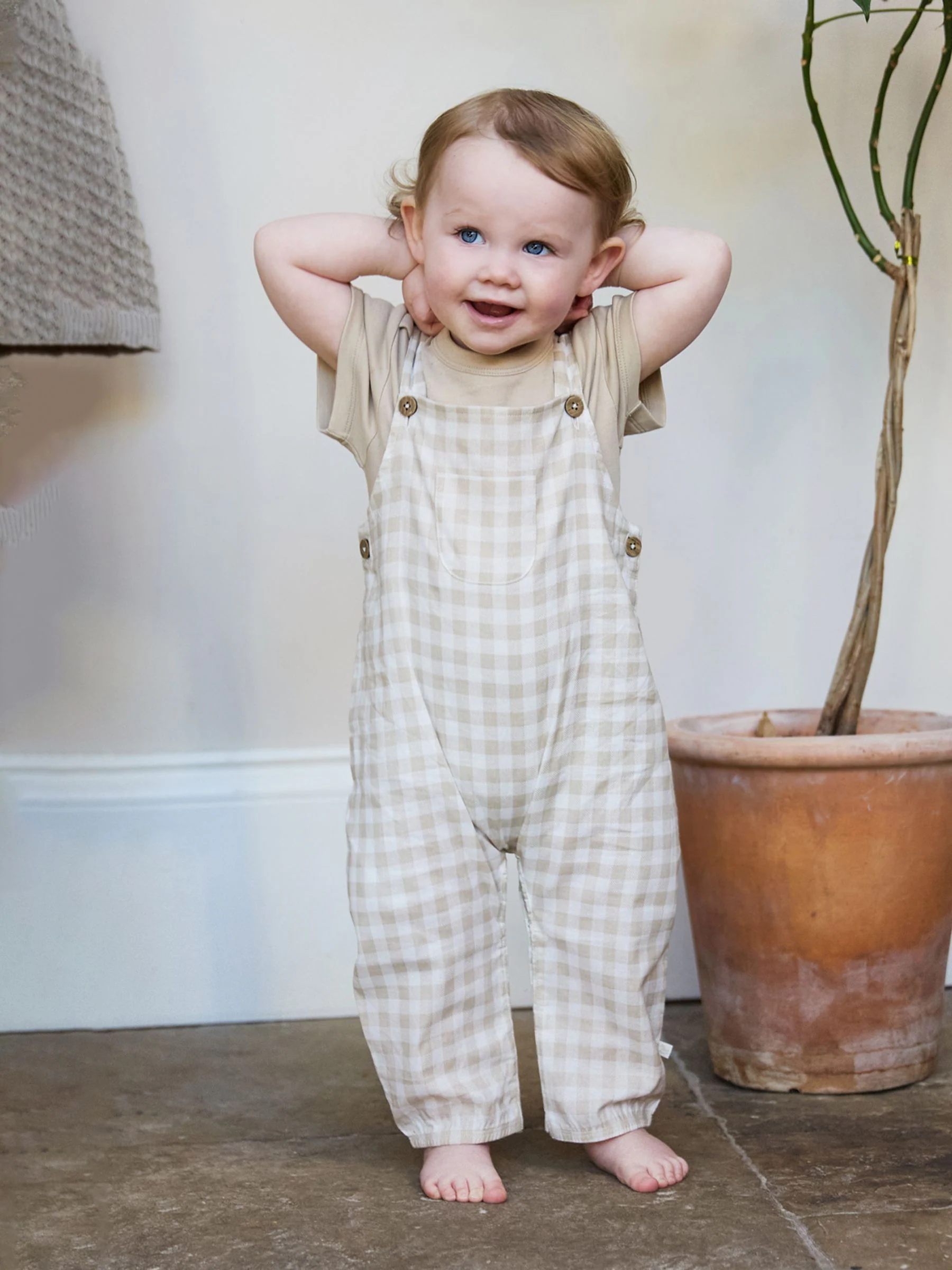 Natuurlijk - The Little Tailor Baby Woven Dungarees and T-Shirt Set
