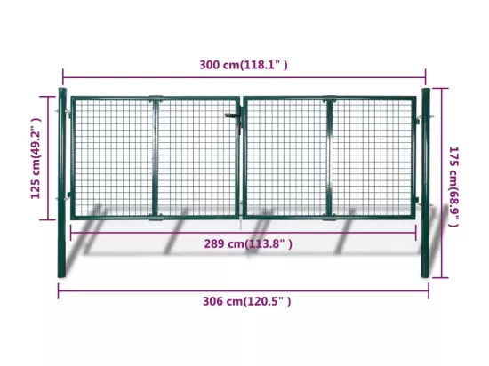 Portail de cl?ture Acier 306x175 cm Vert