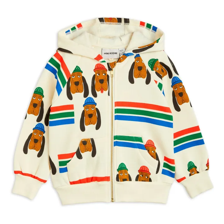 Mini Rodini Hoodie Coton Bio Chien | Ecru
