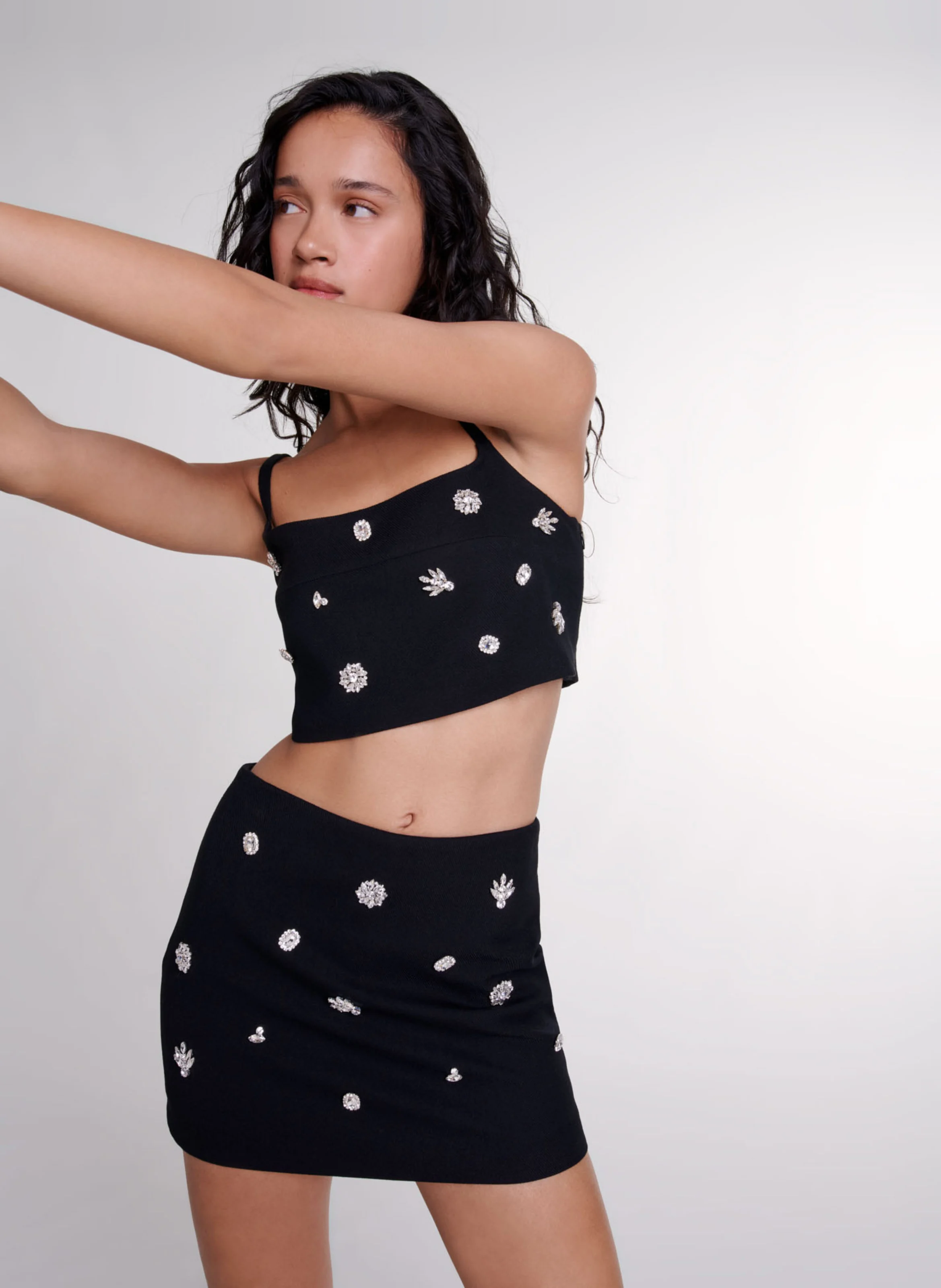 Jupe short trompe l'oeil| Noir