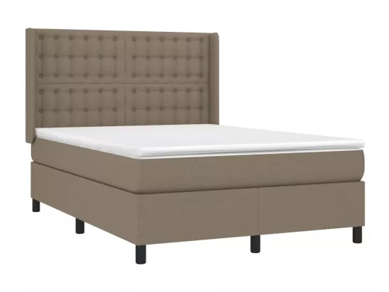 Sommier tapissier avec matelas et LED Taupe 140x190 cm Tissu