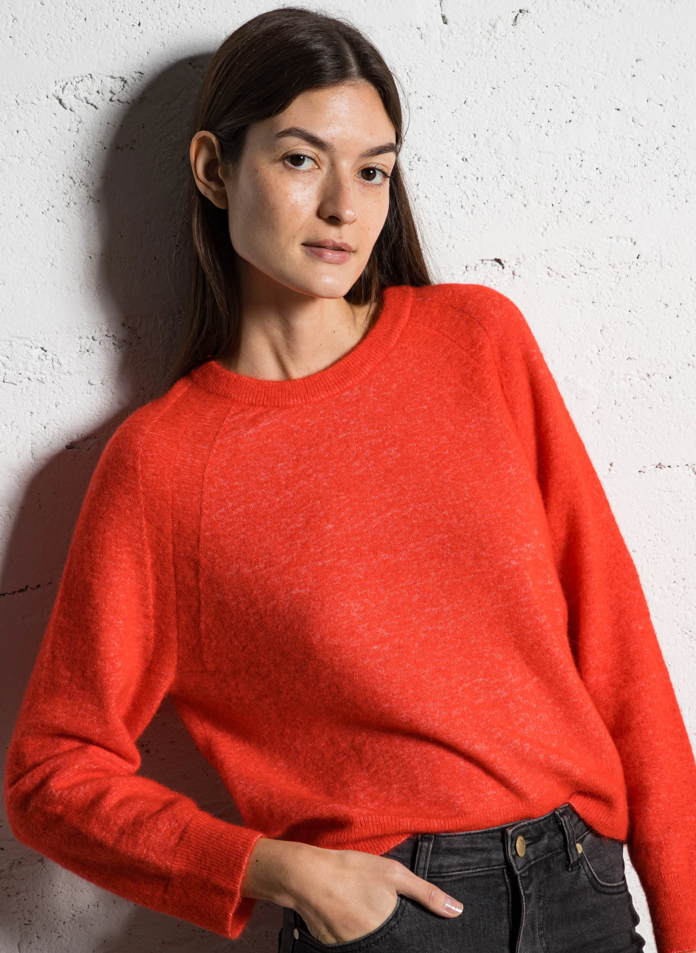 CAMPBELL - Pull col rond en laine mélangée | Orange