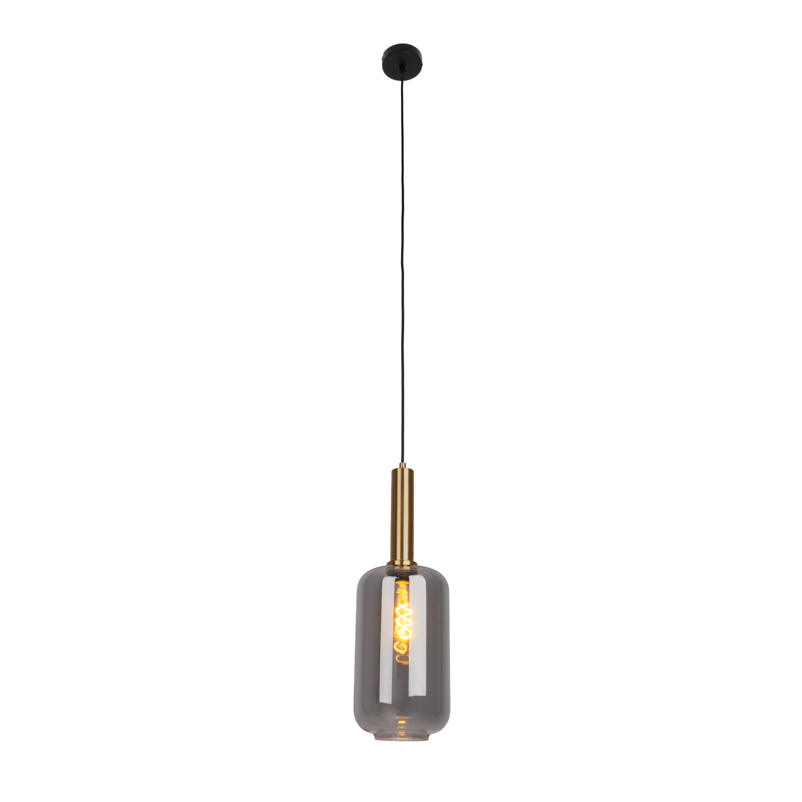Pendelleuchte FUMO - schwarz-gold - Rauchglas - Ø 22 cm