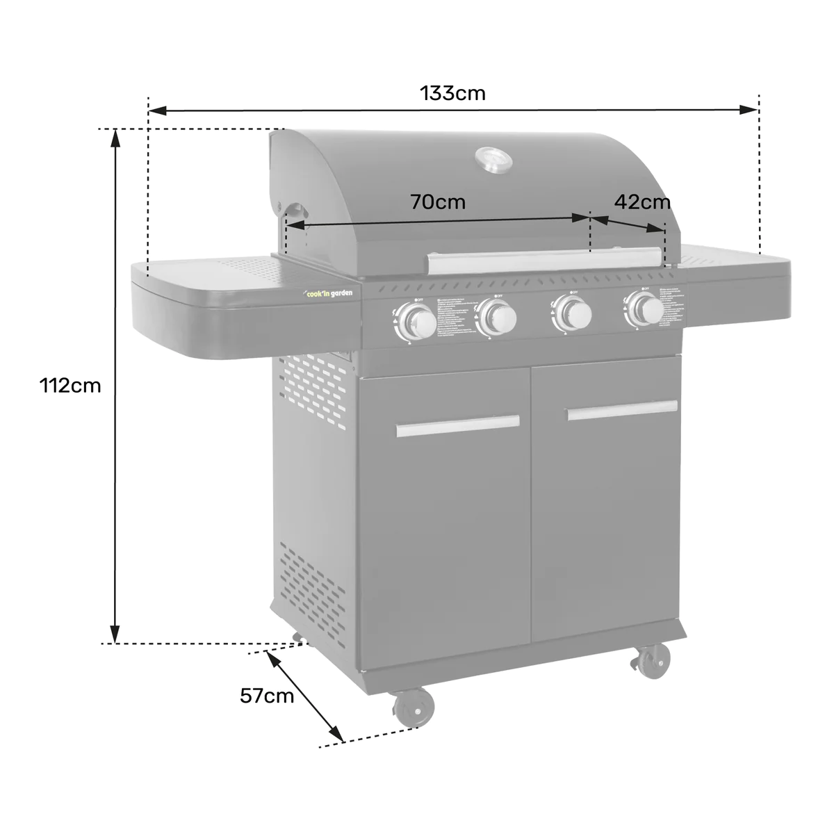 Barbecue au gaz FYRA avec thermomètre - 4 brûleurs Cook'in Garden