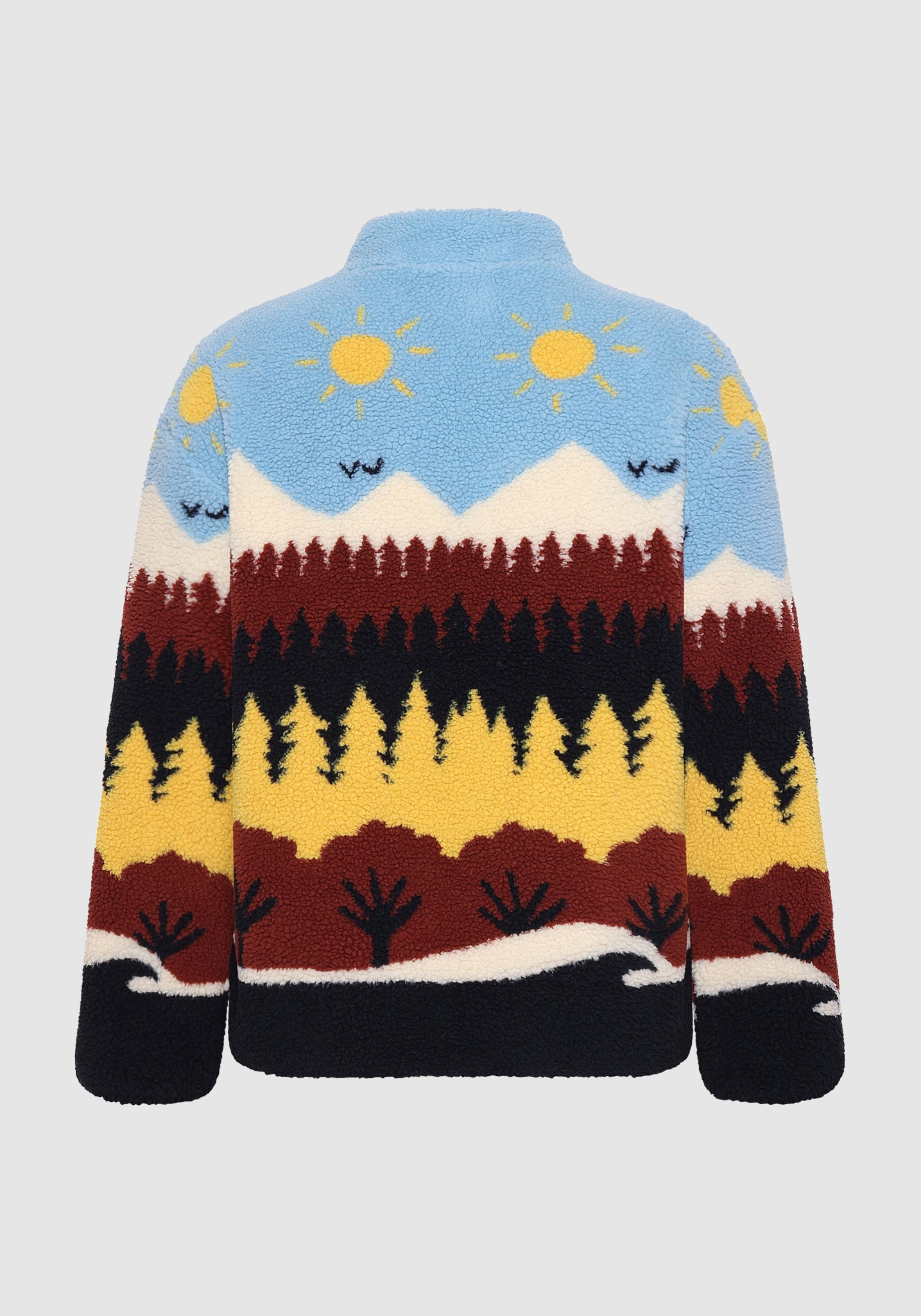 Knowledge Cotton Apparel Fleecejacke Loose Faroe Isle Teddy Multi Color AOP
