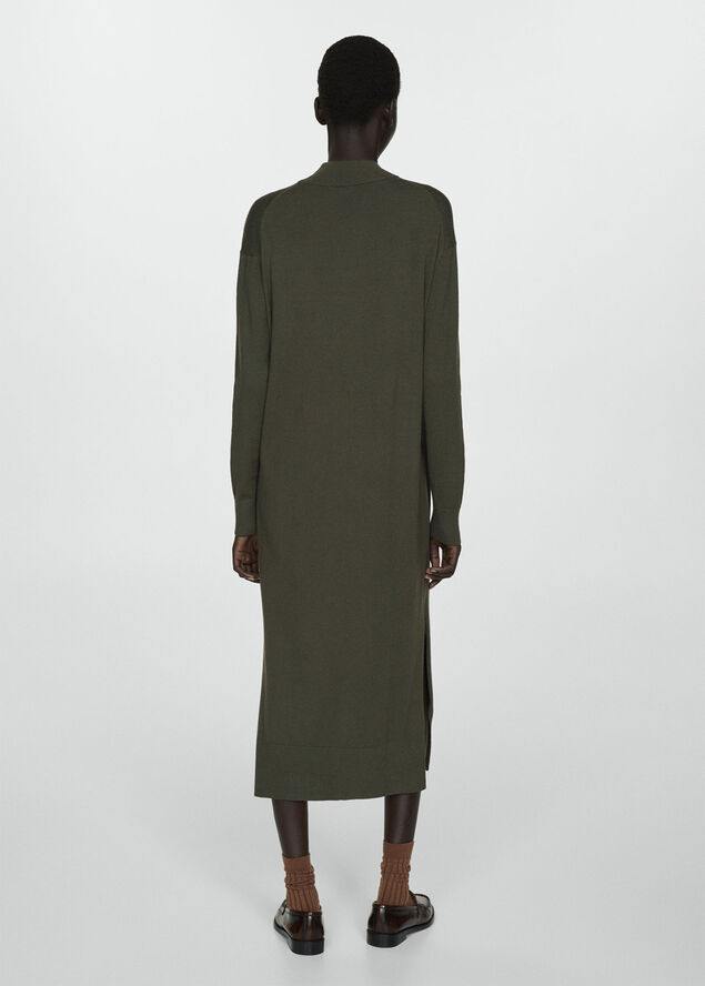 MANGO Round-neck knitted dress Beige - khaki