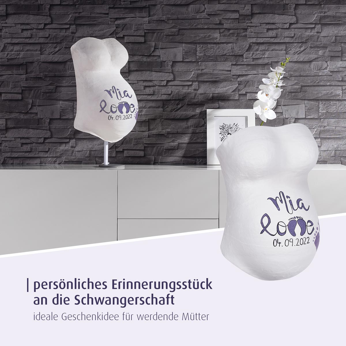 (16-tlg. Set) Mama Babybauch Abdruck Kit DIY Gipsabdruck Form inkl. Gipsbinden / Farben (R31011)