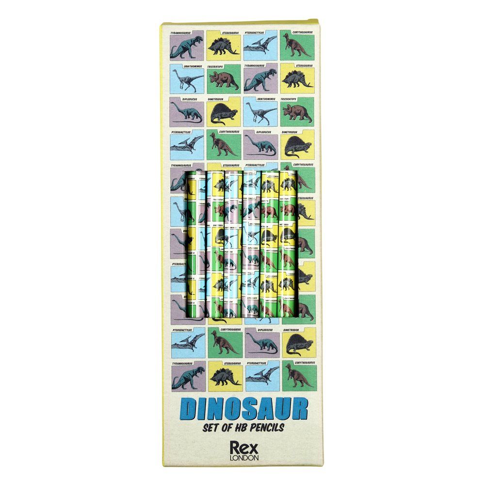 Lot de 6 crayons de bois dinosaures Rex London