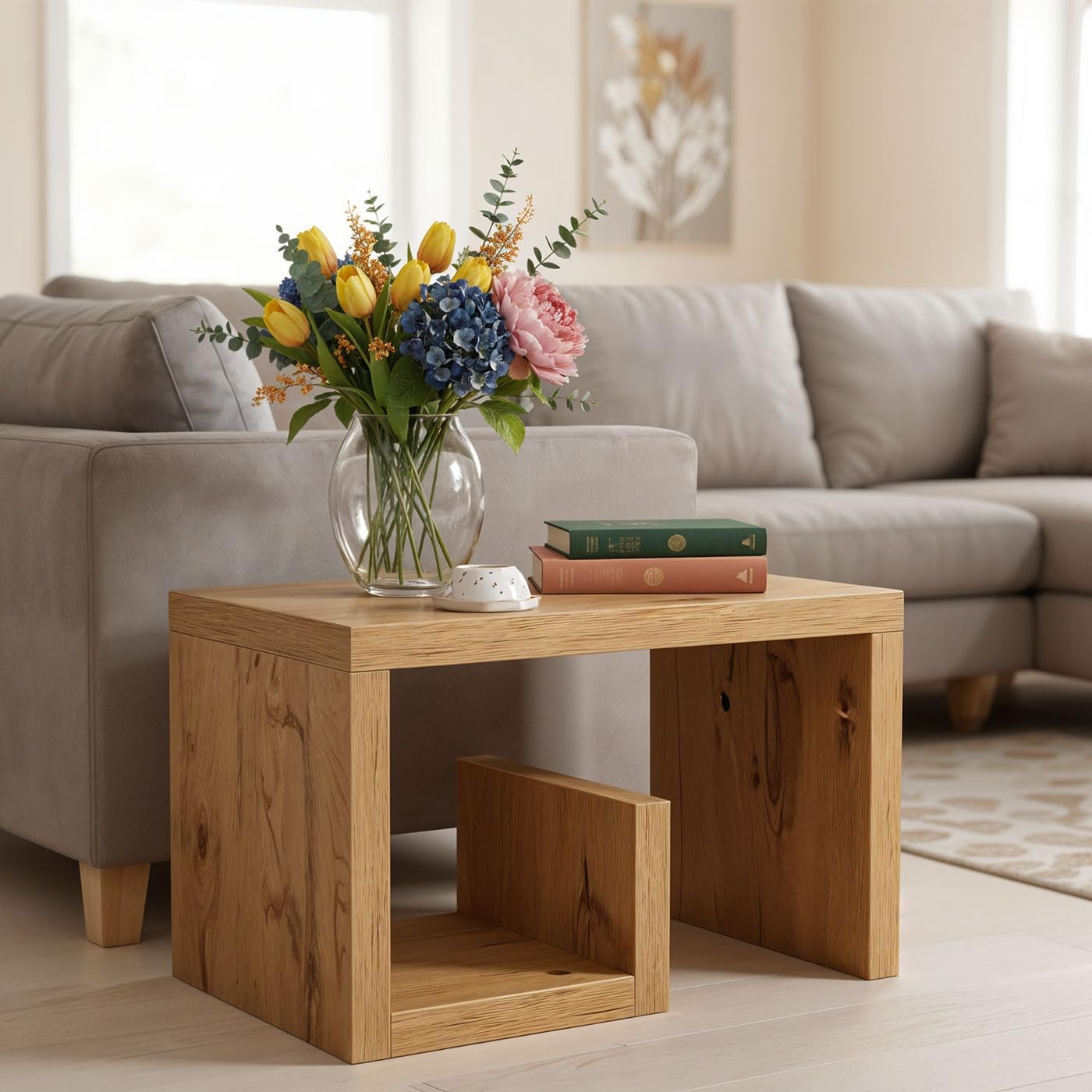levandeo Couchtisch Gustav Wildeiche Eiche B x H x T: 59x37x36cm Holz Beistelltisch Keine Montage Fest Verleimt Wohnzimmertisch
